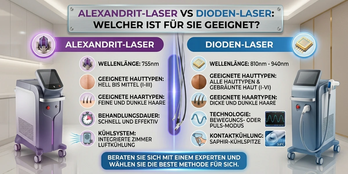 Alexandritlaser und Diodenlaser im direkten Vergleich bei der Laser-Haarentfernung